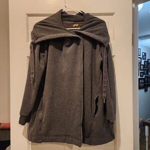 Zella Womens Grey Fleece Lined Cowl Neck Thick Sweatshirt Jacket Medium